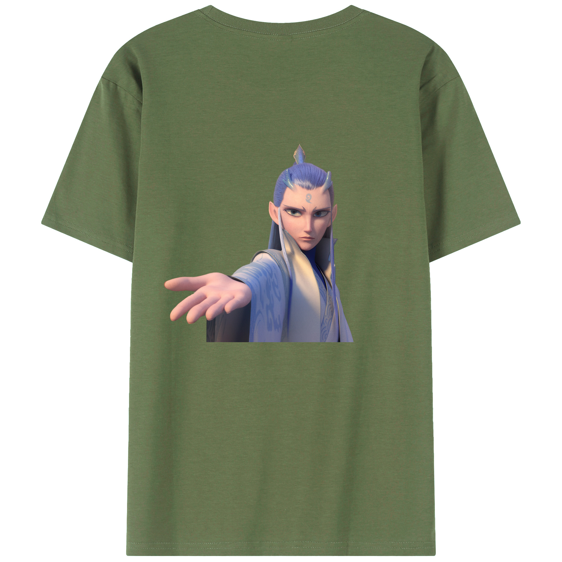 （画像用） Ne Zha 2 ナタ 魔童の大暴れ 綿100％ メンズ半袖Tシャツ（バックプリント） 通気性